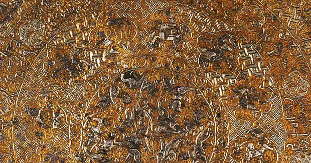Detail from a filigrane ornamented metal-tableau