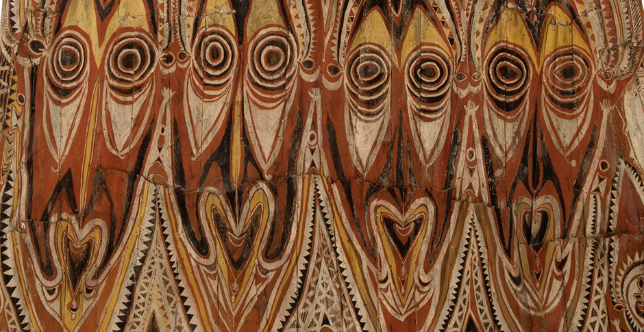 Giebelwand eines Zeremonial-Vorratshauses für Yams, Papua-Neuguinea